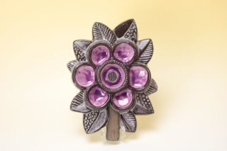 特注生産 Upsala Ekeby ウプサラエクビー うす紫色の花の壁掛け 陶板 